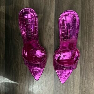 Metallic Pink Croc-Embossed Women's Heels size 8 new